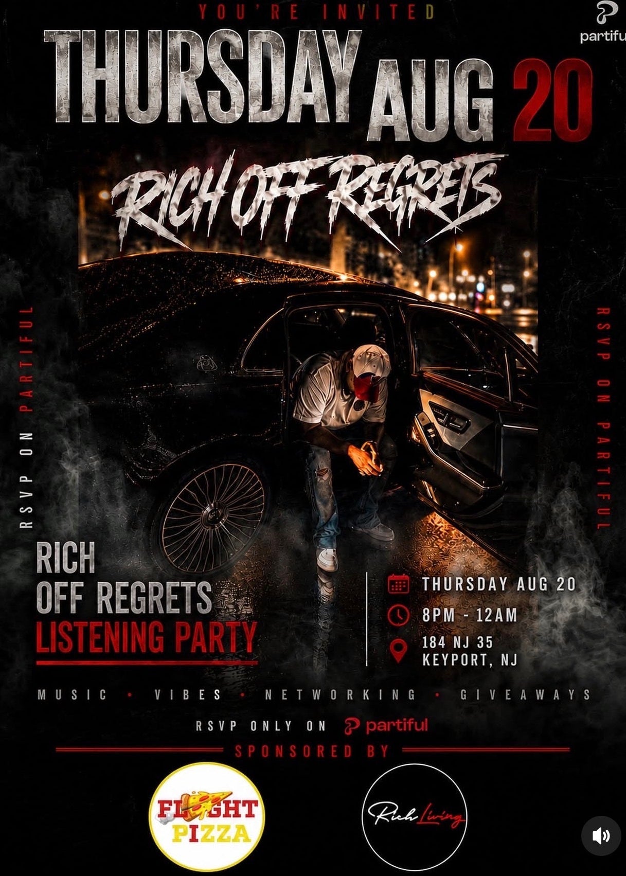 Flyght Pizza Promo Rich off Regrets listening party